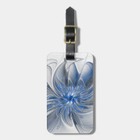 Abstract Blue Grey Watercolor Fractal Art Flower