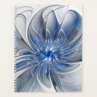 Abstract Blue Grey Watercolor Fractal Art Flower