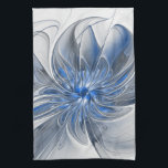 Abstract Blue Grey Watercolor Fractal Art Flower Tea Towel<br><div class="desc">A unique fantasy flower with shades of blue and grey,  abstract and elegant.
Unusual design for your decorative floral kitchen towel and more.</div>