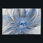 Abstract Blue Grey Watercolor Fractal Art Flower Tea Towel<br><div class="desc">Unique fantasy flower with shades of blue and grey,  abstract and elegant.
Design for your kitchen towel and more.</div>
