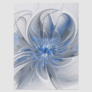 Abstract Blue Grey Watercolor Fractal Art Flower Tissue Paper