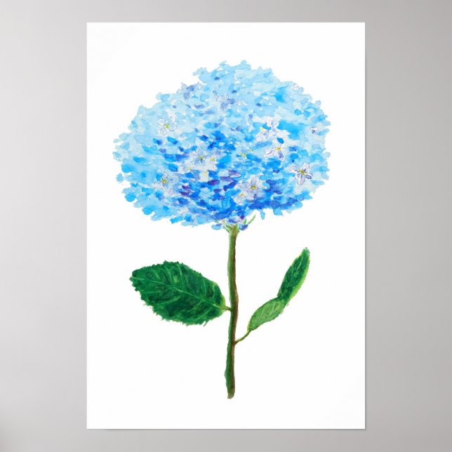 abstract blue hydrangea watercolor  poster (Front)