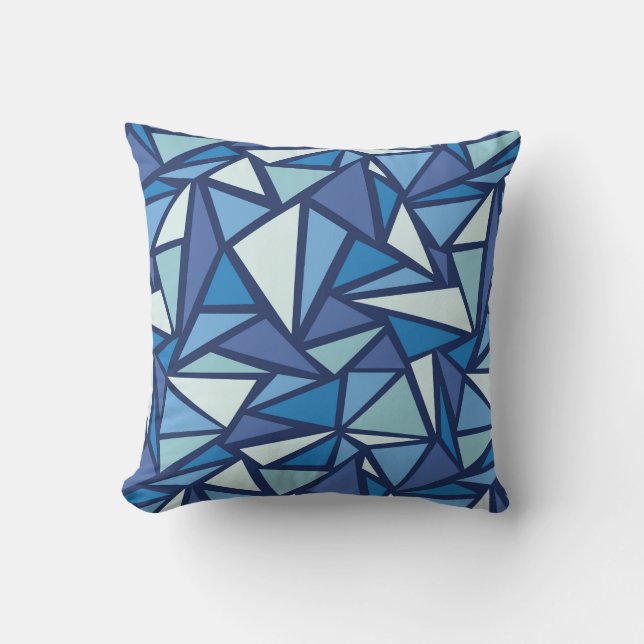 Abstract Blue Ice Crsytal Pattern Cushion (Front)