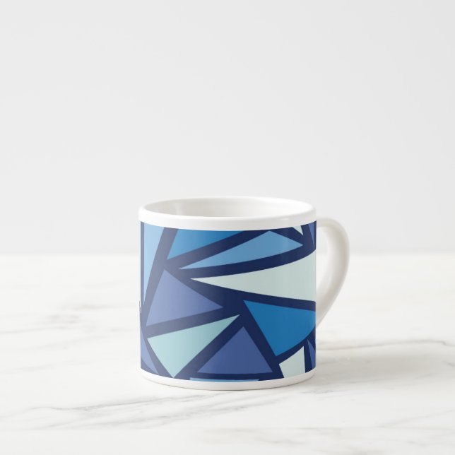 Abstract Blue Ice Crsytal Pattern Espresso Cup (Front Right)