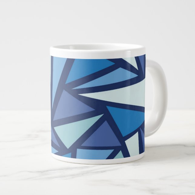Abstract Blue Ice Crsytal Pattern Large Coffee Mug (Front Right)