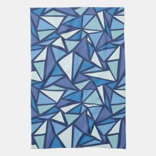 Abstract Blue Ice Crsytal Pattern Tea Towel