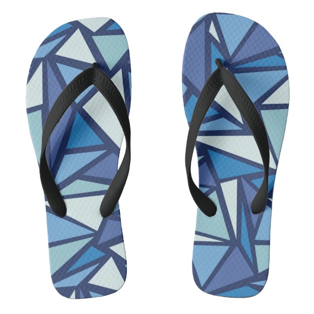 Abstract Blue Ice Crsytal Pattern Thongs (Footbed)