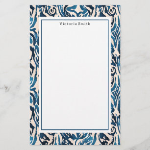 Abstract Blue Ikat Stationery