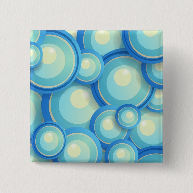 Abstract blue in green 15 cm square badge (Front)