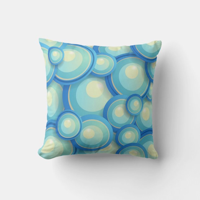 Abstract blue in green cushion (Front)