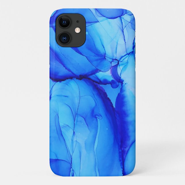 Abstract Blue Indigo Unique Art Swirls Case-Mate iPhone Case (Back)
