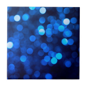 Abstract blue light dots ceramic tile