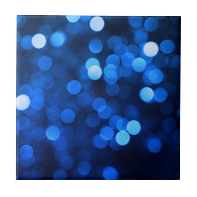 Abstract blue light dots ceramic tile (Front)