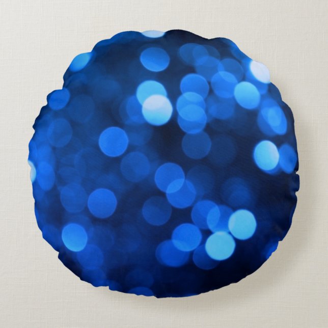 Abstract blue light dots round cushion (Front)