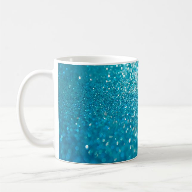 Abstract blue lights on background coffee mug (Left)