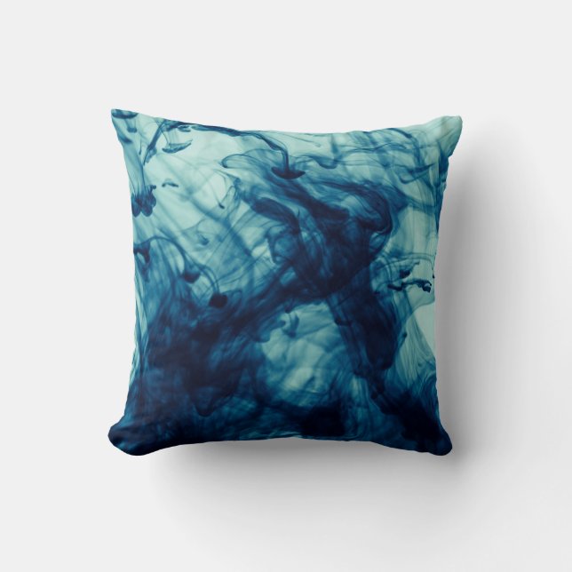 Abstract blue liquid smoke pattern background cushion (Front)