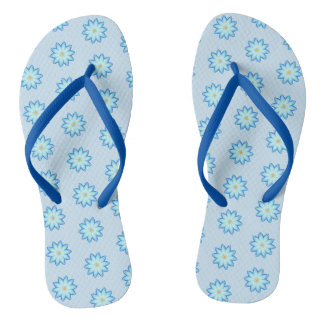 Abstract Blue Lotus Flowers Painting FlipFlops
