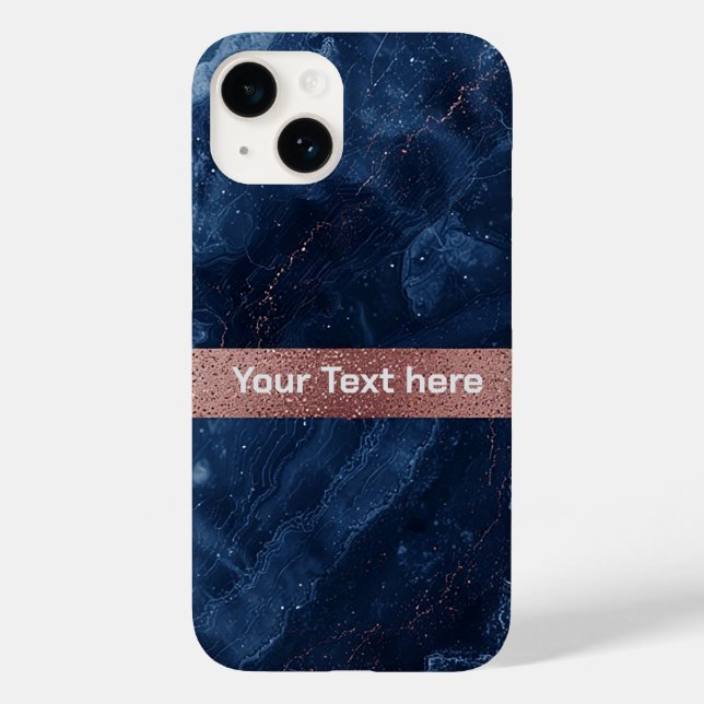 Abstract Blue Marble Art with Gold Glitter Accents Case-Mate iPhone Case (Back)