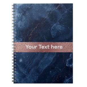 Abstract Blue Marble Art with Gold Glitter Accents Notebook