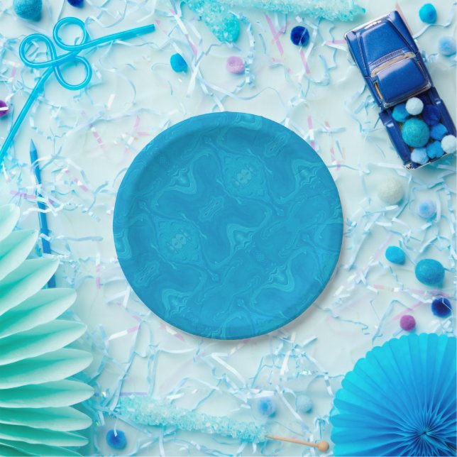 Abstract Blue Marble Personalised HP Lap Paper Plate (Party)