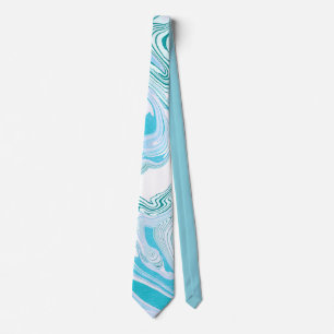 Abstract Blue Marble Stone Print Neck Tie