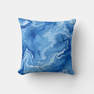 Abstract Blue Marble Swirl Pattern. Cushion