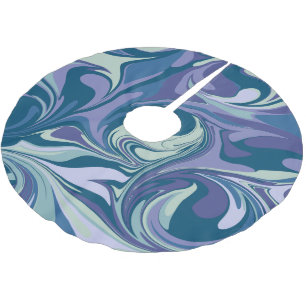 Abstract Blue Marble Swirl Stylish Personalised Brushed Polyester Tree Skirt