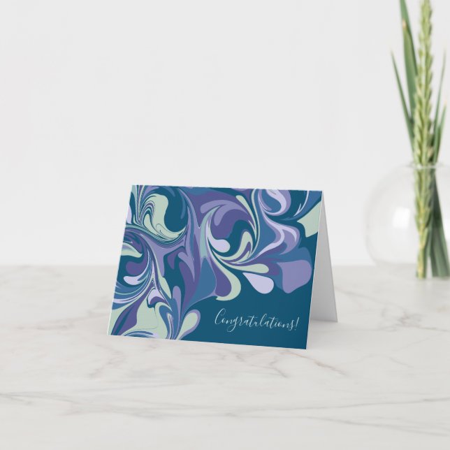 Abstract Blue Marble Swirl Stylish Personalised Card (Front)