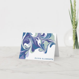 Abstract Blue Marble Swirl Stylish Personalised Note Card