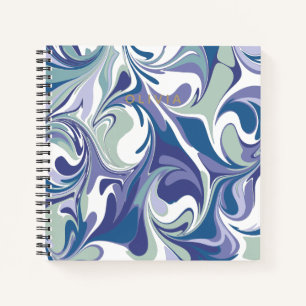 Abstract Blue Marble Swirl Stylish Personalised Notebook