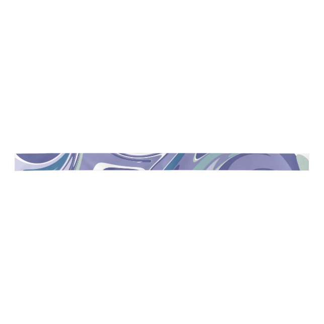 Abstract Blue Marble Swirl Stylish Personalised Satin Ribbon (Front)