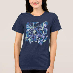 Abstract Blue Marble Swirl Stylish Personalised Tri-Blend Shirt