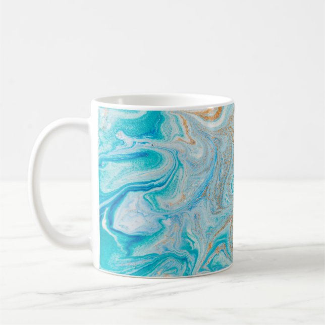 Abstract blue marble texture coffee mug (Left)