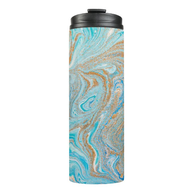 Abstract blue marble texture thermal tumbler (Front)