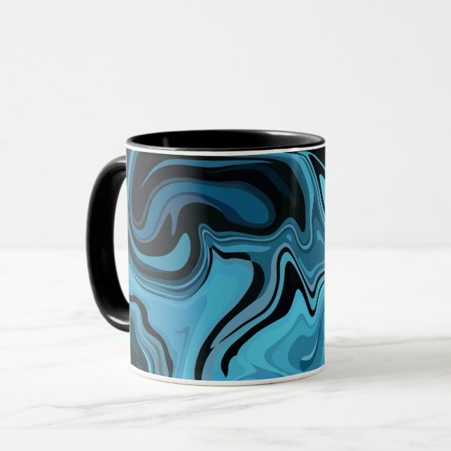 Abstract Blue Marble Wave Design Mug (Front Left)