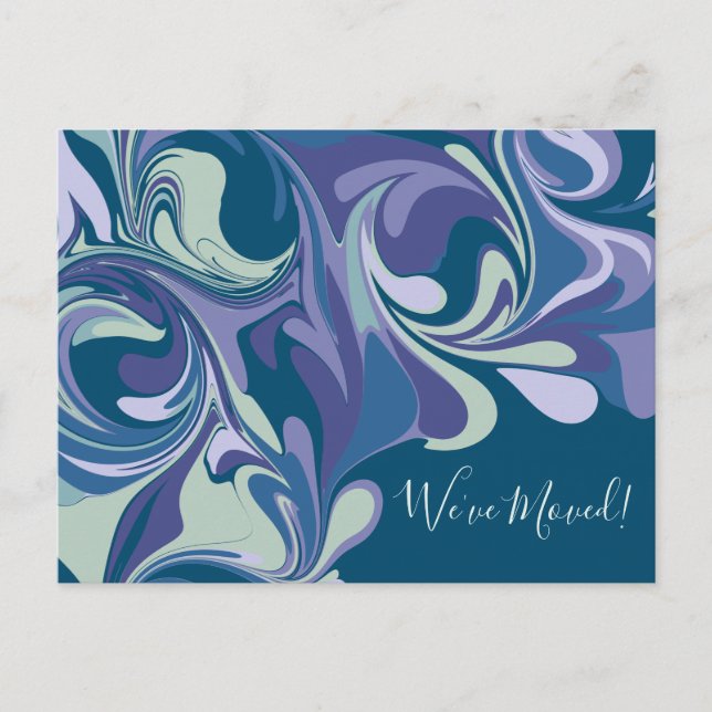 Abstract Blue Marble We've Moved Change of Address Postcard (Front)