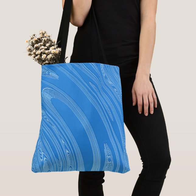 abstract blue metallic texture tote bag (Close Up)