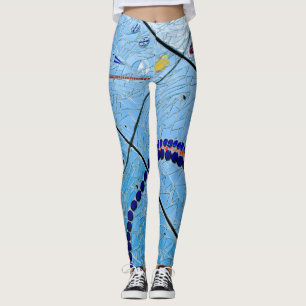 Abstract Blue Mirror Mosaic Leggings