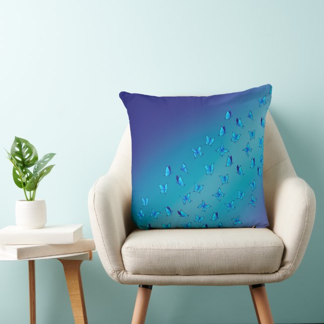 Abstract Blue  Moonbeams and Butterflies  Cushion (Chair)