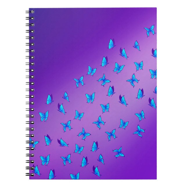 Abstract Blue Moonbeams and Butterflies Notebook (Front)