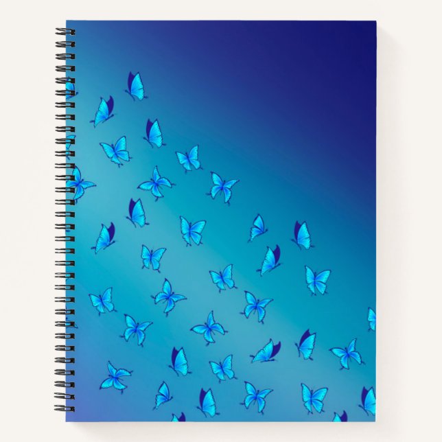 Abstract Blue Moonbeams and Butterflies Notebook (Front)