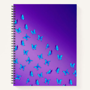 Abstract Blue Moonbeams and Butterflies Notebook