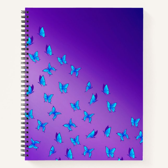 Abstract Blue Moonbeams and Butterflies Notebook (Front)