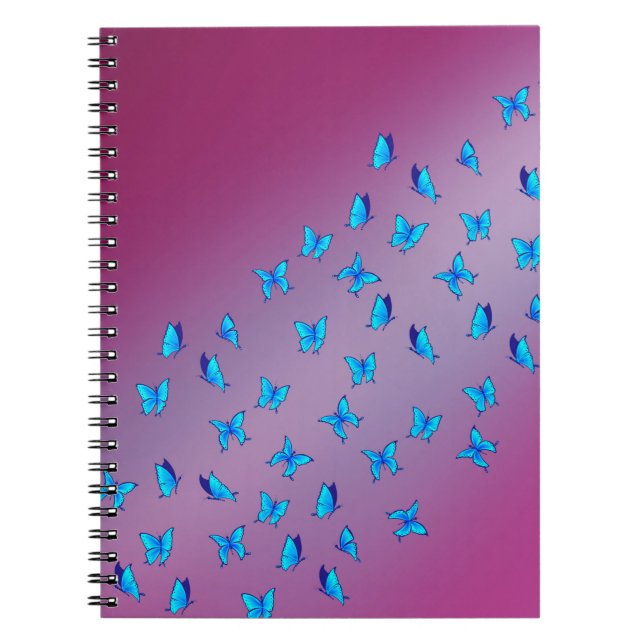 Abstract Blue Moonbeams and Butterflies Notebook (Front)