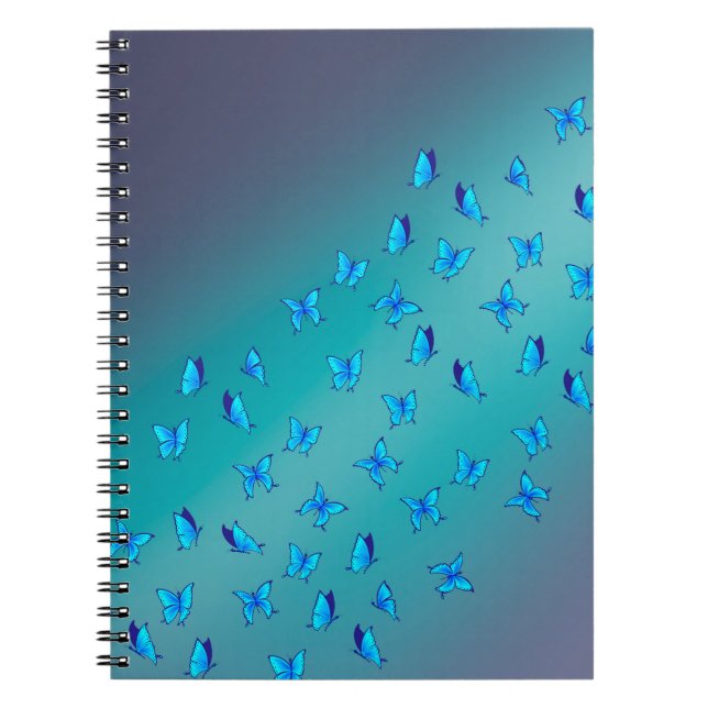 Abstract Blue Moonbeams and Butterflies Notebook (Front)