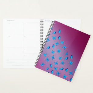 Abstract Blue Moonbeams and Butterflies Planner