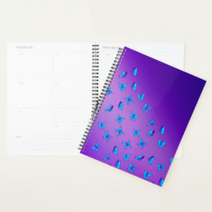 Abstract Blue Moonbeams and Butterflies Planner