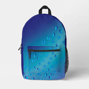 Abstract Blue Moonbeams and Butterflies Printed Backpack