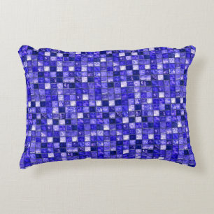 Abstract Blue Mosaic Design With Glowing Textures Decorative Cushion