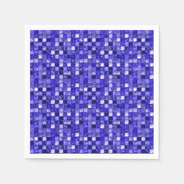 Abstract Blue Mosaic Design With Glowing Textures Napkin (Front)